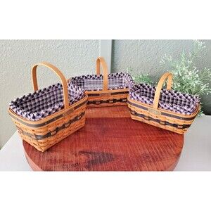 Set 3 Longaberger JW Collection Miniature Baskets Liners Protectors 1996 2000 20
